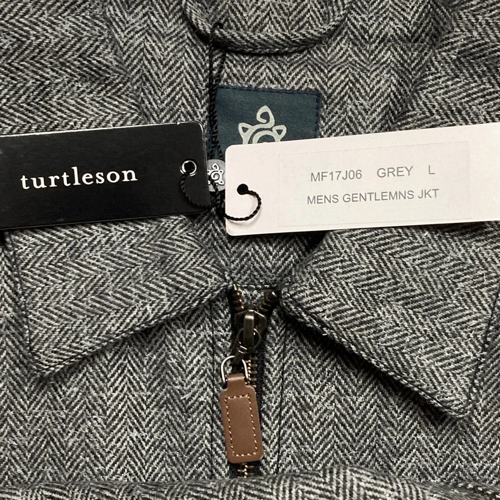 Turtleson‎ Men's Wool Blend Full Zip Gentleman's Jacket Gray Size Large